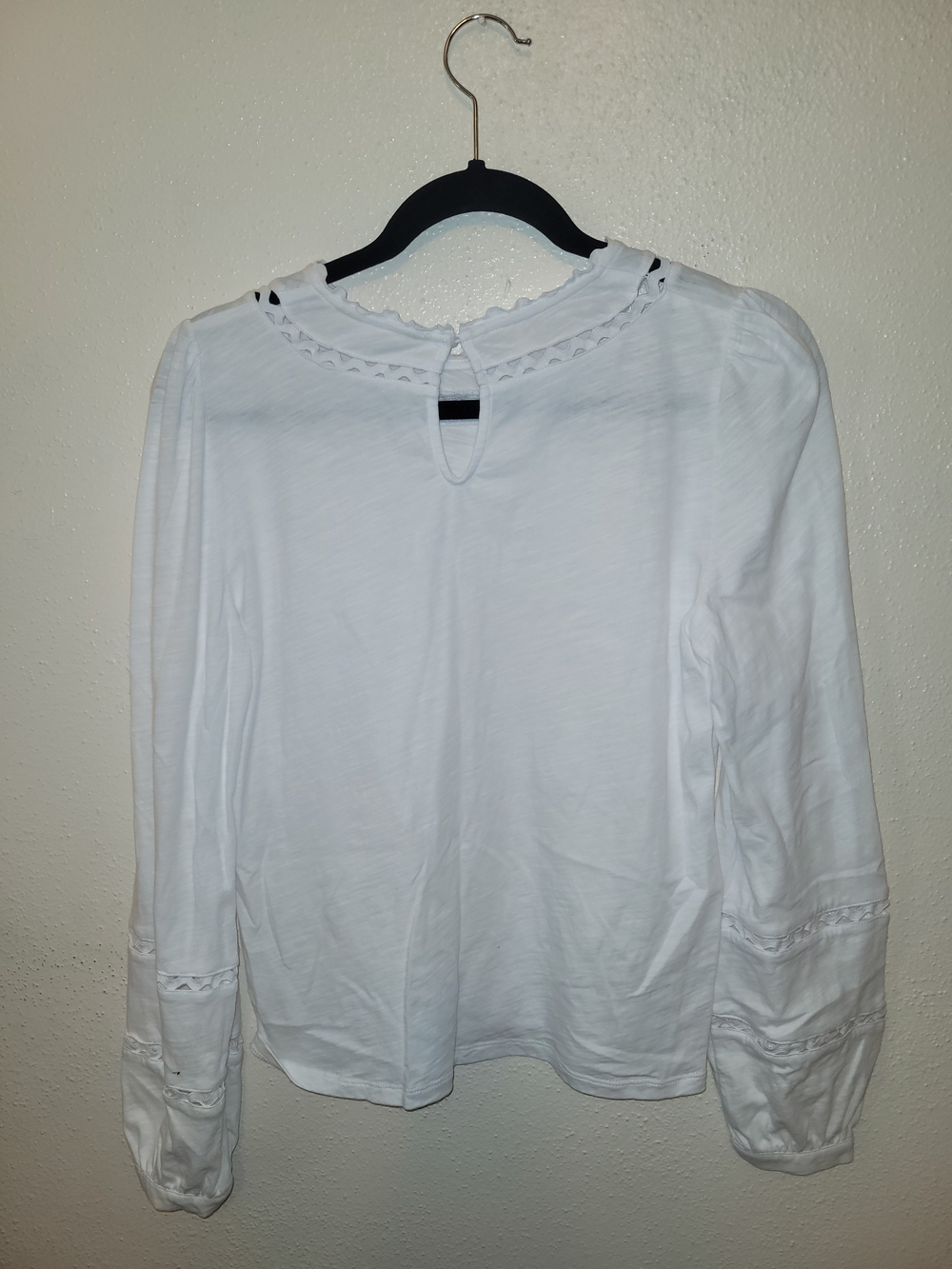 Boden Daisy Long Sleeve Trim Top White Cotton Openwork US 6 - Picture 7 of 8